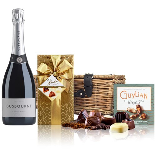 Gusbourne Blanc De Blancs English Sparkling 75cl And Chocolates Hamper